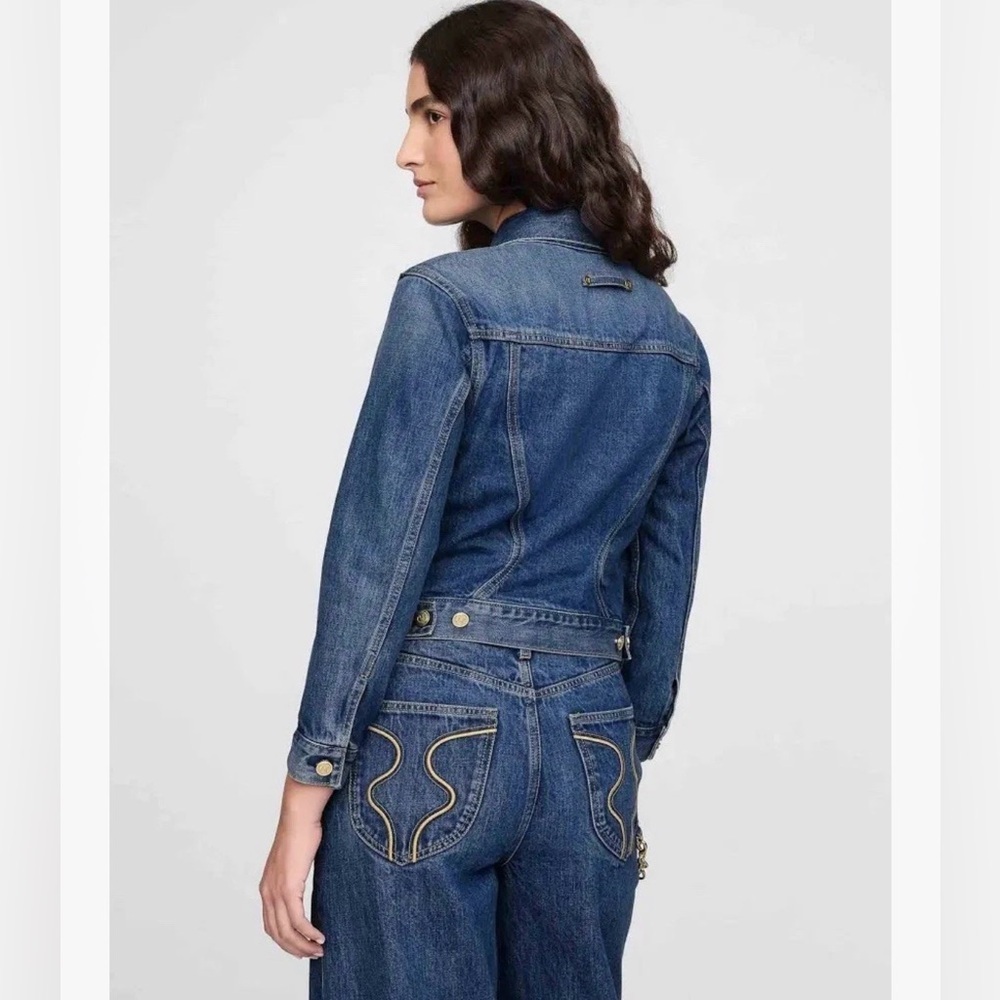 NWT Cult Gaia x Gap Asymmetrical Denim Women's Jeans Jacket Small - Picture 4 of 10